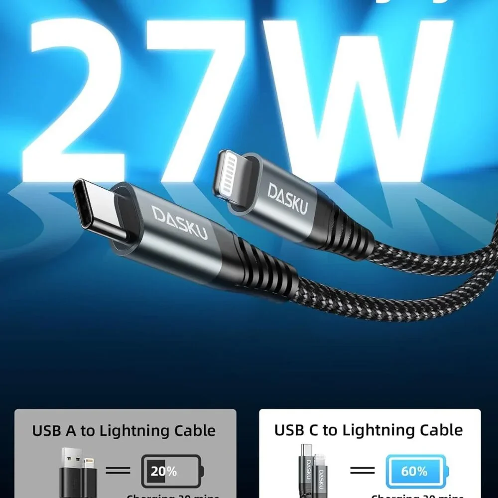 USB C to Lightning Cables 6FT 2-Pack Nylon Braided